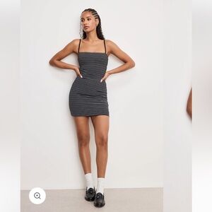 Good American Super Stretch Jersey Cami Mini Dress in Classic stripe002